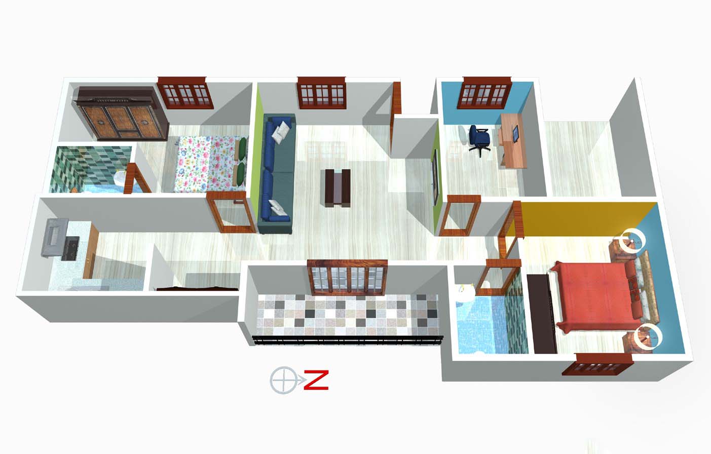 Floor Plan 2, 3 BHK