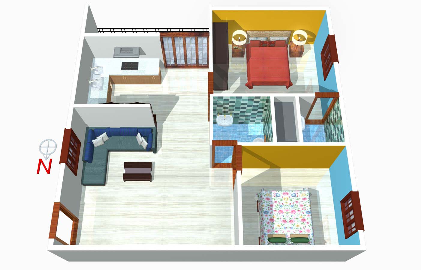 Floor Plan 2, 3 BHK