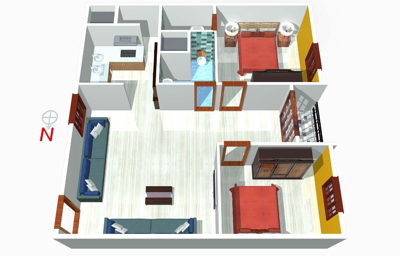 Floor Plan 2, 3 BHK