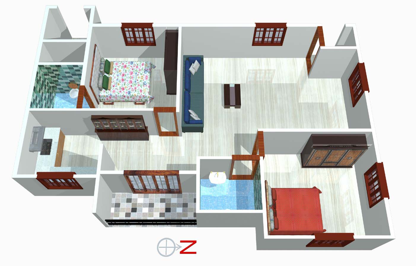 Floor Plan 2, 3 BHK