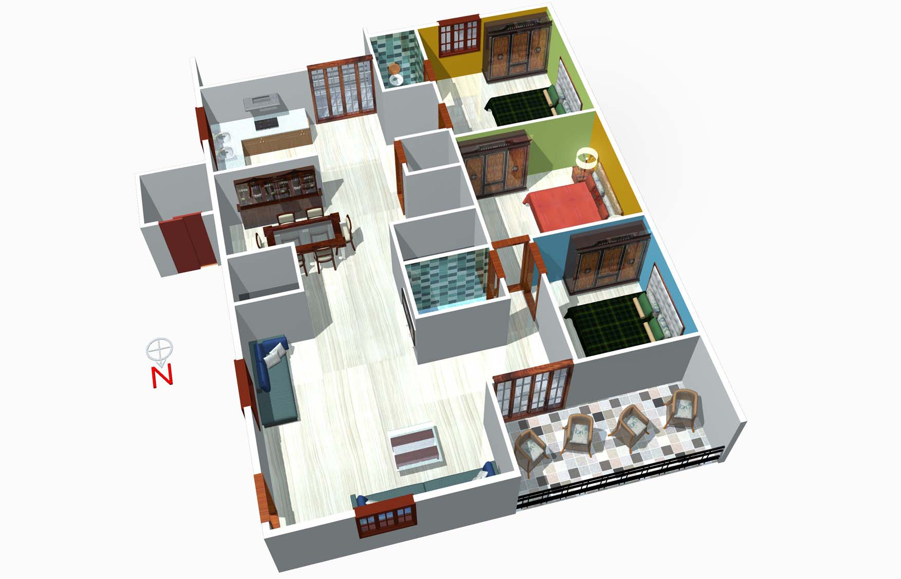 Floor Plan 2, 3 BHK