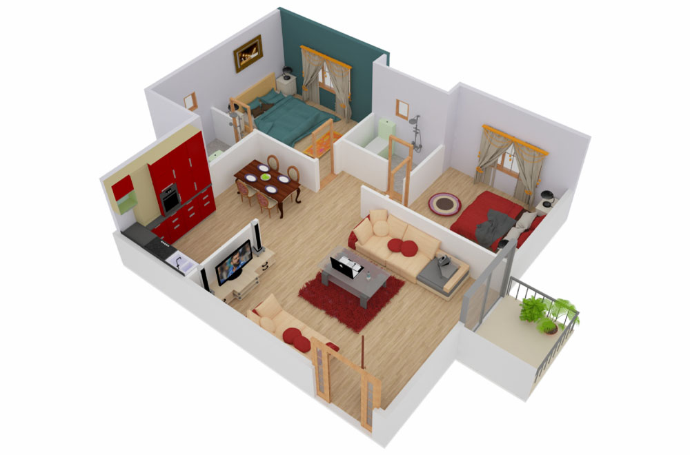 Floor Plan 2, 3 BHK