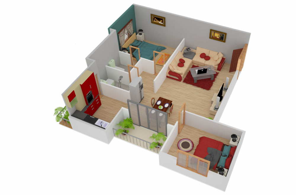 Floor Plan 2, 3 BHK